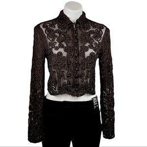 Cache Sheer Beaded Top Sz. L